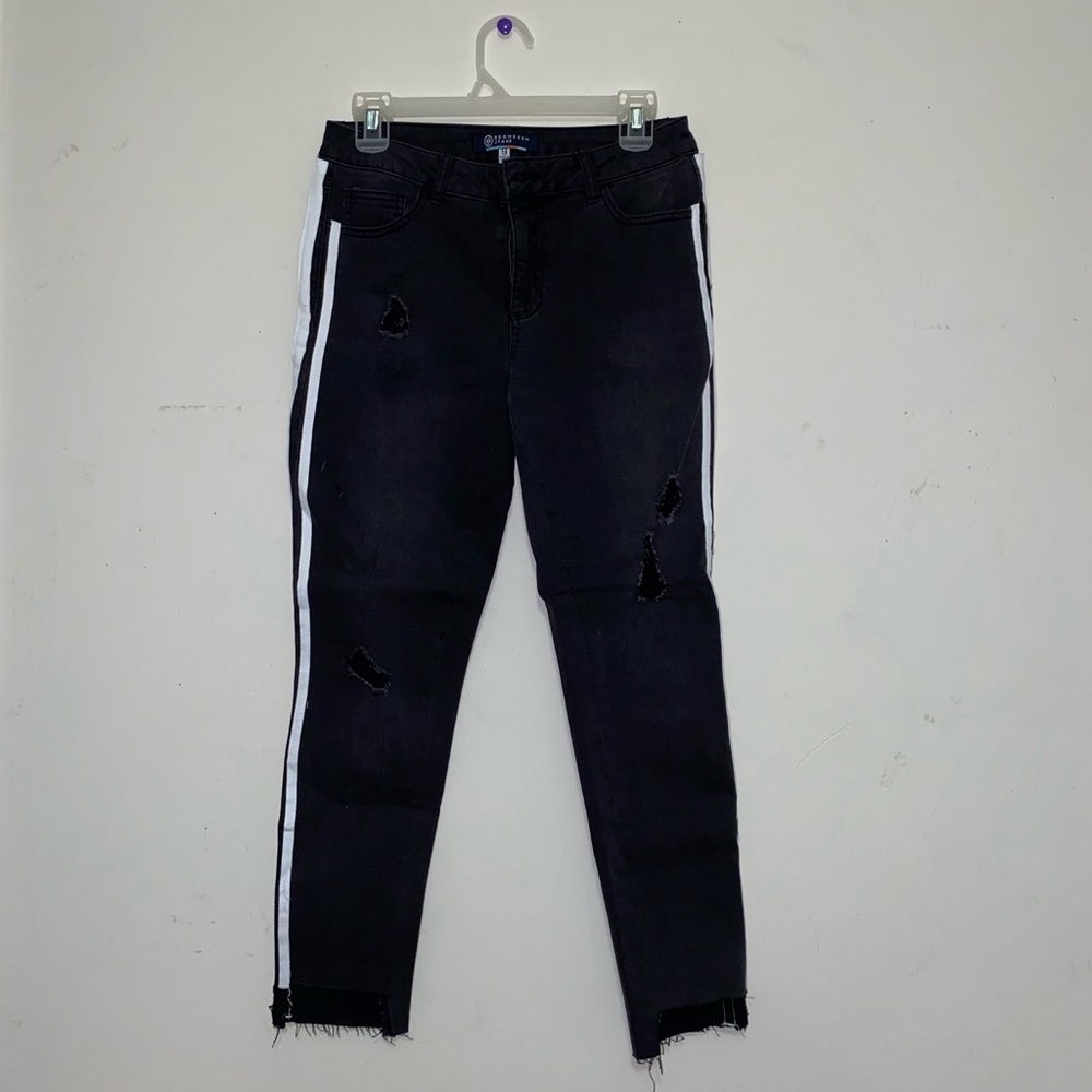 Striped Side Ripped Jeans - Picture 2 of 6